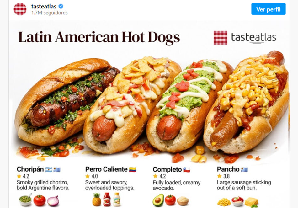Taste Atlas elije al completo chileno como el mejor de Latinoamérica